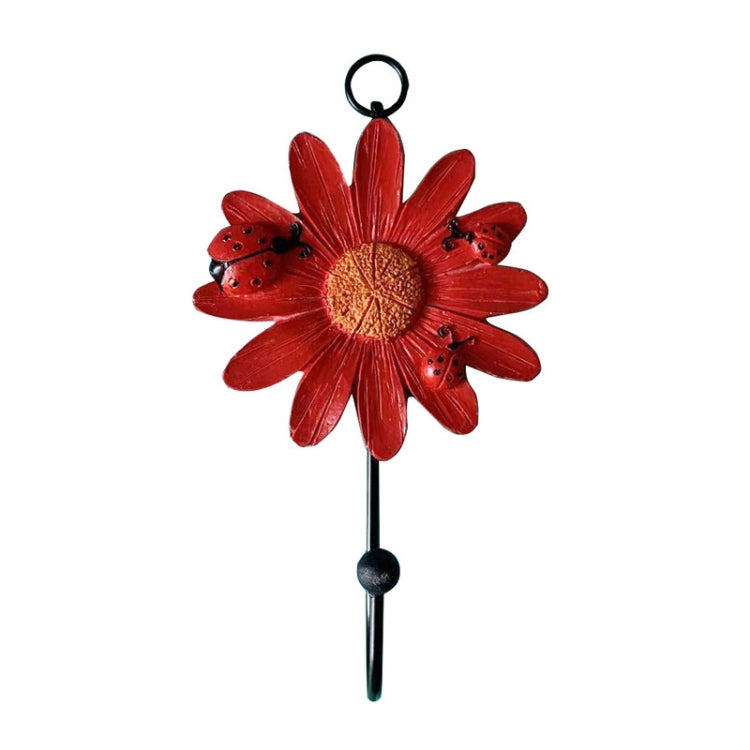 Wall Coat Hooks Resin Flower Home Decor Hangings(Red)