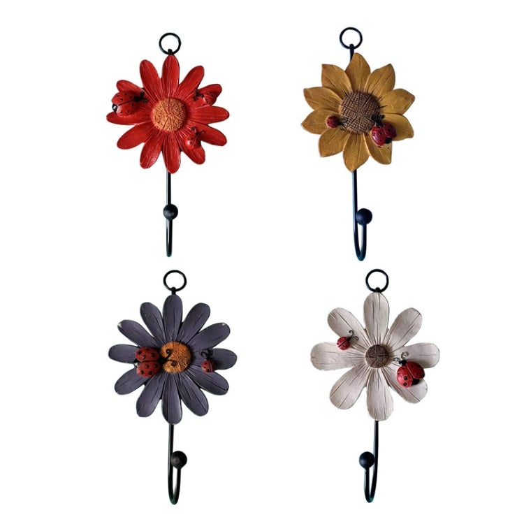 Wall Coat Hooks Resin Flower Home Decor Hangings(Purple)