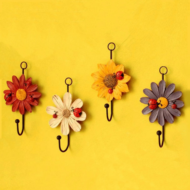 Wall Coat Hooks Resin Flower Home Decor Hangings(White)