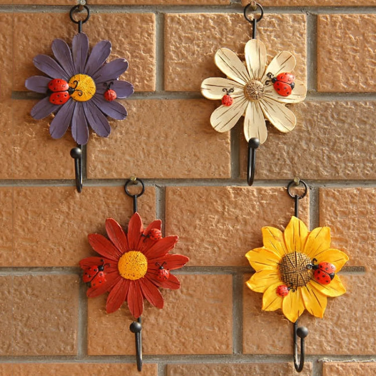 Wall Coat Hooks Resin Flower Home Decor Hangings(Yellow)