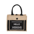 Portable Shopping Bag Waterproof Linen Lunch Bag(Black)