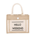 Portable Shopping Bag Waterproof Linen Lunch Bag(White)