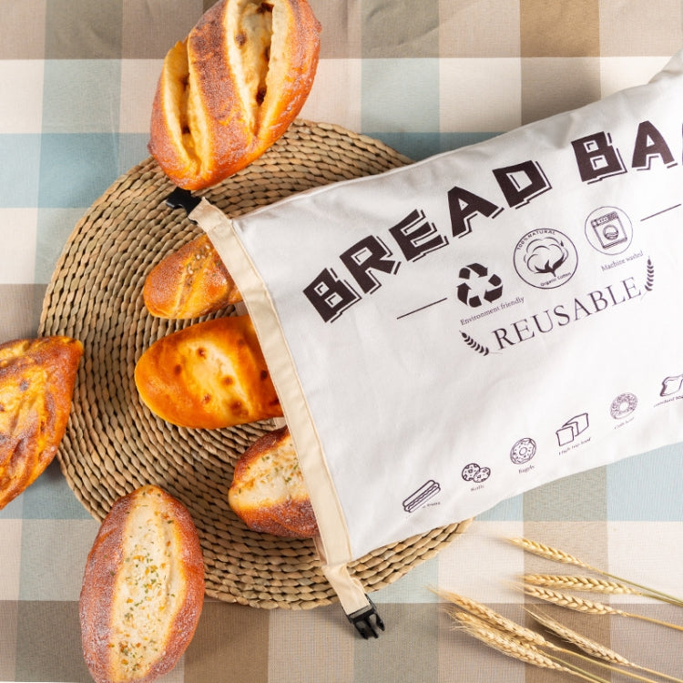 Cotton TPU Bread Bag With Clasp Reusable Storage Bag(White)