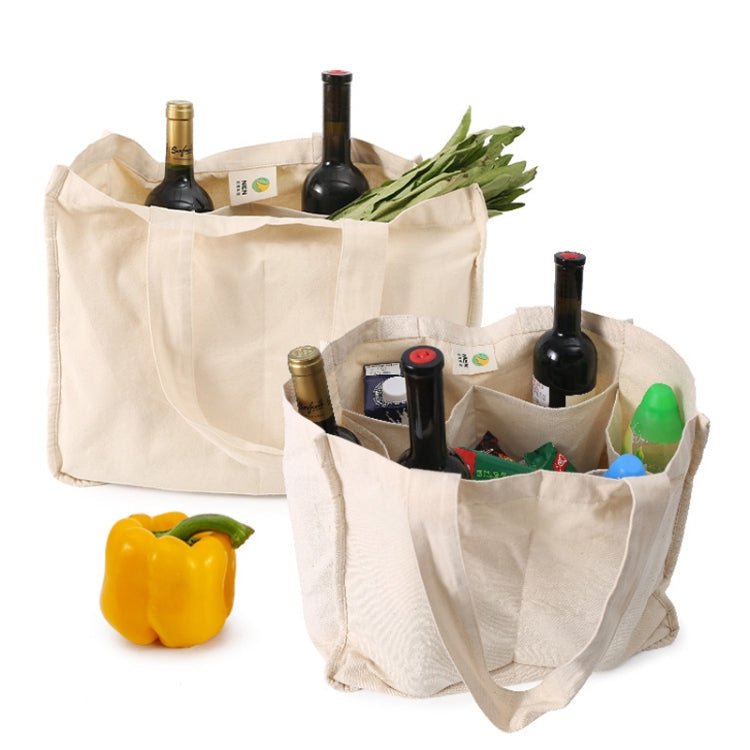 NIEN Compartmentalized Shopping Bag Fruit and Vegetable Handle Canvas Bag, Style: Polyester Cotton