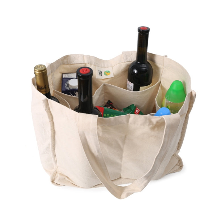 NIEN Compartmentalized Shopping Bag Fruit and Vegetable Handle Canvas Bag, Style: Polyester Cotton