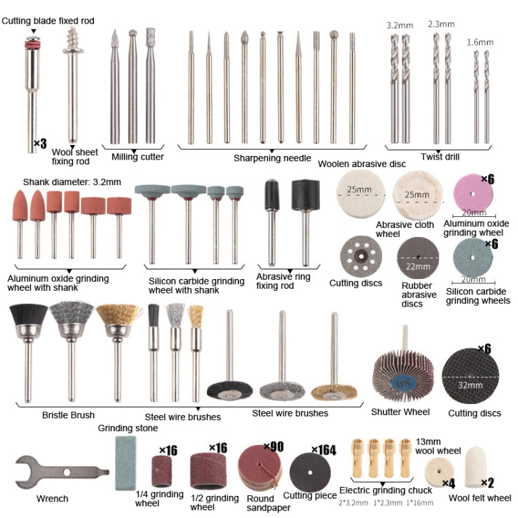 365 PCS /Set SKU01689 Polishing Electric Grinder Accessory Set Electric Drill Carving Accessories