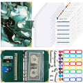 A6 Leather Loose-leaf Budget Book Handbook Notepad(Ink Green)