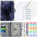 A6 Leather Loose-leaf Budget Book Handbook Notepad(Blue Gray)