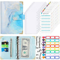 A6 Leather Loose-leaf Budget Book Handbook Notepad(Water Blue)