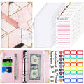 A6 Leather Loose-leaf Budget Book Handbook Notepad(Marbled-Pink)