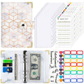 A6 Leather Loose-leaf Budget Book Handbook Notepad(Marbled White)