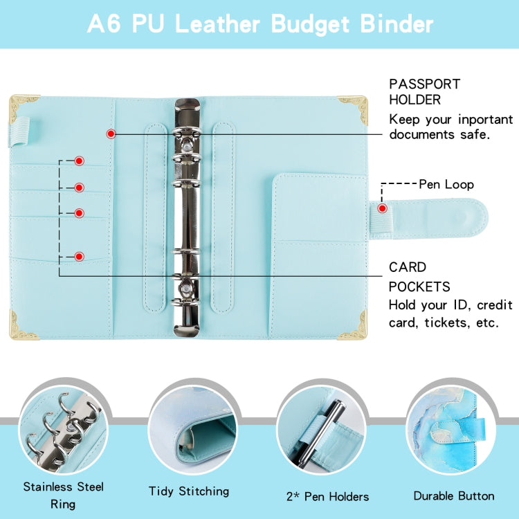 A6 Leather Loose-leaf Budget Book Handbook Notepad(Purple)