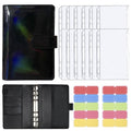 A6 Dazzling Color Loose-leaf Handbook Laser Macaroon PU Cash Budget Book(Black)