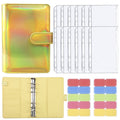 A6 Dazzling Color Loose-leaf Handbook Laser Macaroon PU Cash Budget Book(Bright Yellow)