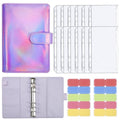 A6 Dazzling Color Loose-leaf Handbook Laser Macaroon PU Cash Budget Book(Purple)