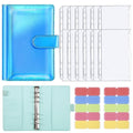 A6 Dazzling Color Loose-leaf Handbook Laser Macaroon PU Cash Budget Book(Blue)