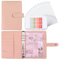 A5 Macaron Notebook PU Loose-leaf Cash Budget Handbook(Pink)