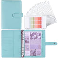 A5 Macaron Notebook PU Loose-leaf Cash Budget Handbook(Blue)