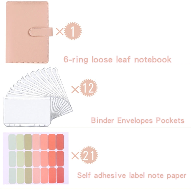 A5 Macaron Notebook PU Loose-leaf Cash Budget Handbook(Black)