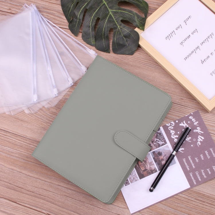 A5 Macaron Notebook PU Loose-leaf Cash Budget Handbook(Gray)