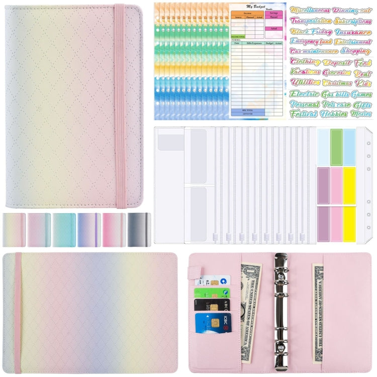 A6 Gradient Macaroon Loose-leaf Handbook Cash Budget Book(Yellow Pink Purple)