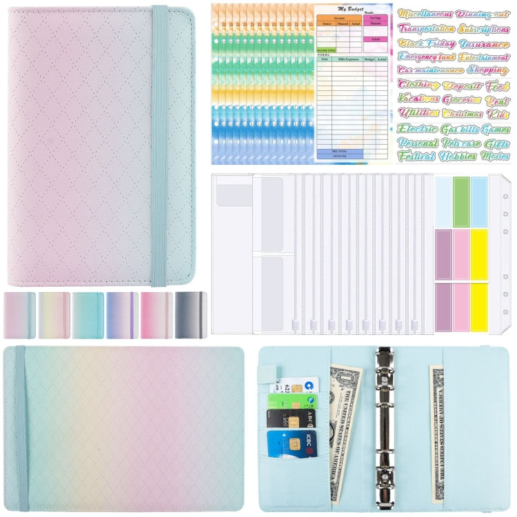 A6 Gradient Macaroon Loose-leaf Handbook Cash Budget Book(Green Yellow Pink)