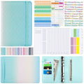 A6 Gradient Macaroon Loose-leaf Handbook Cash Budget Book(Green Blue White)