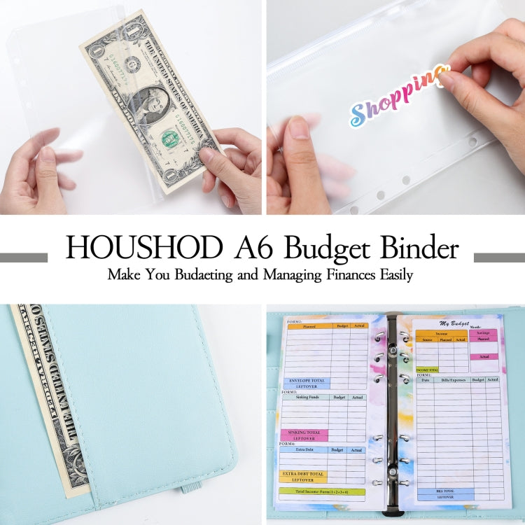 A6 Gradient Macaroon Loose-leaf Handbook Cash Budget Book(Blue Green Purple)