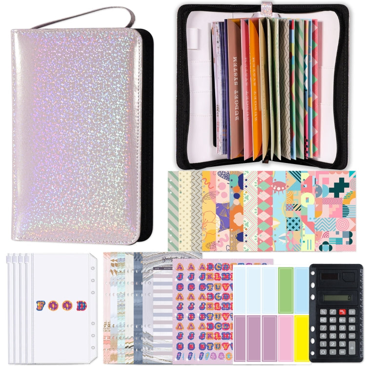 A6 Handheld Zipper Bag Type Large Capacity Cash Budget Book Handbook(Purple)