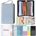 A6 Handheld Zipper Bag Type Large Capacity Cash Budget Book Handbook(Blue)