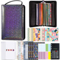 A6 Handheld Zipper Bag Type Large Capacity Cash Budget Book Handbook(Black Gray)