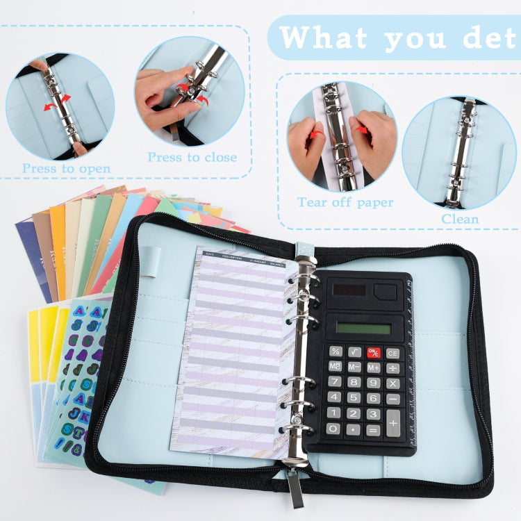 A6 Handheld Zipper Bag Type Large Capacity Cash Budget Book Handbook(Yellow)