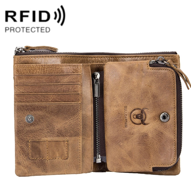 BULL CAPTAIN 013 RFID Anti-theft Detachable Retro Leather Wallet with Multiple Dard Dlots(Brown)