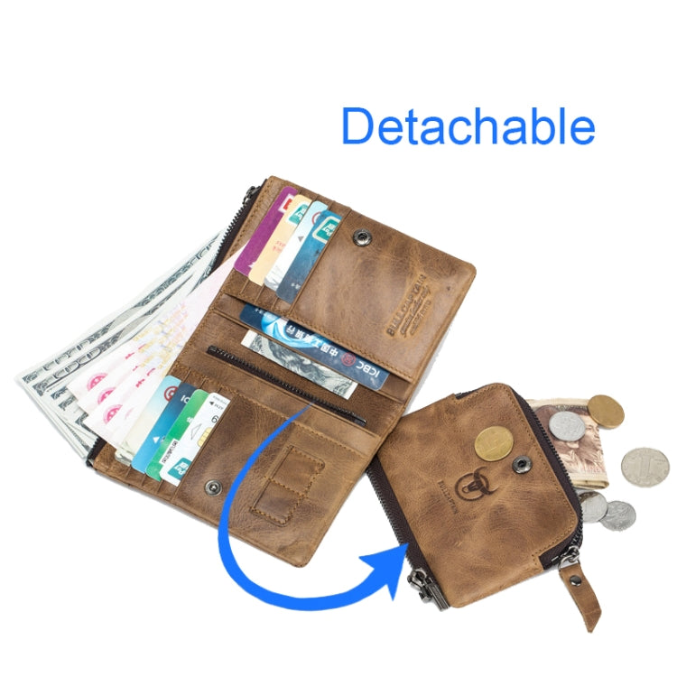 BULL CAPTAIN 013 RFID Anti-theft Detachable Retro Leather Wallet with Multiple Dard Dlots(Brown)