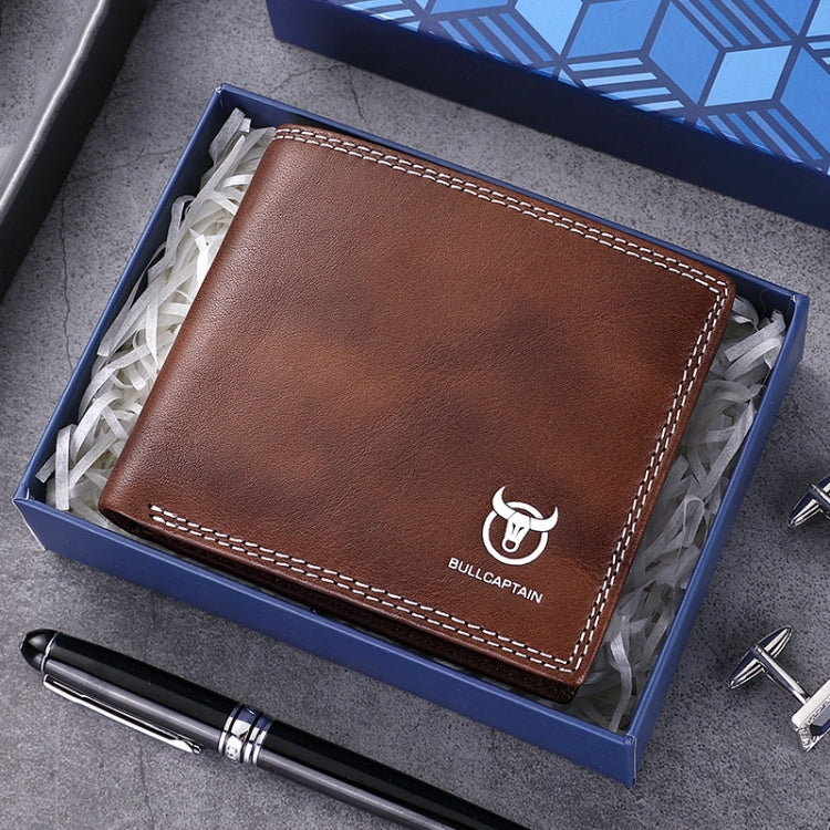 BULL CAPTAIN 032 Vintage Leather Wallets Coins Card Holder Wallet(Coffee)