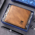 BULL CAPTAIN 032 Vintage Leather Wallets Coins Card Holder Wallet(Yellow Brown)