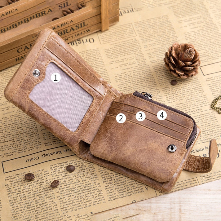 BULL CAPTAIN 01 Multifunctional Detachable Vintage Leather Buckle Horizontal Wallet(Coffee)