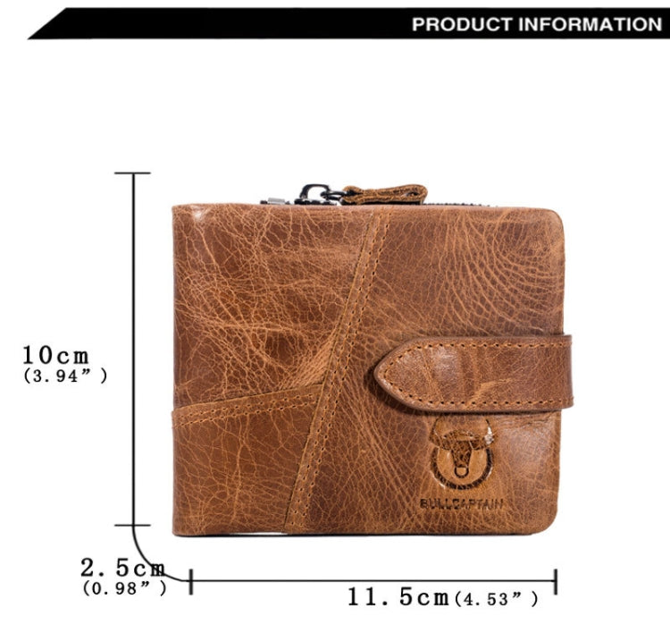 BULL CAPTAIN 01 Multifunctional Detachable Vintage Leather Buckle Horizontal Wallet(Coffee)