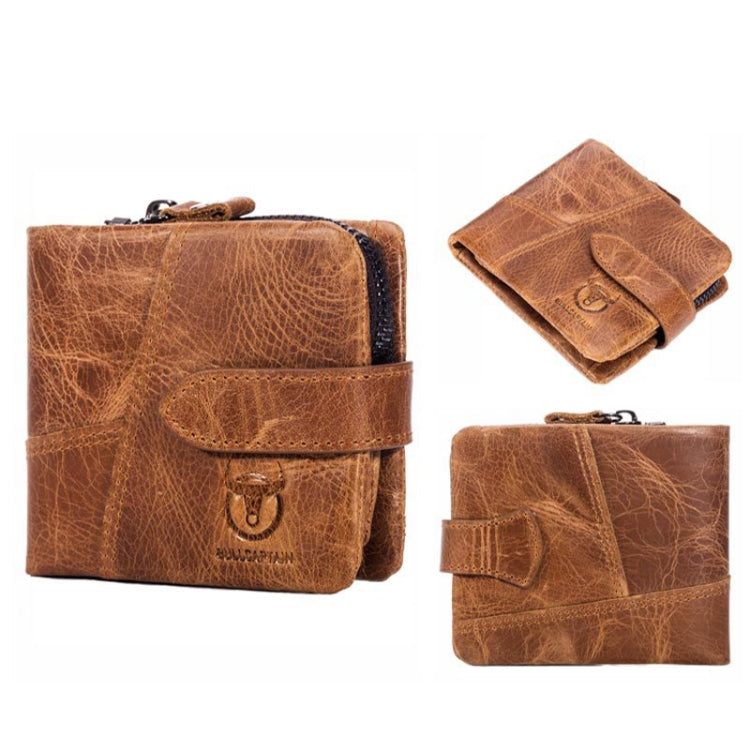 BULL CAPTAIN 01 Multifunctional Detachable Vintage Leather Buckle Horizontal Wallet(Coffee)