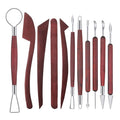 11 PCS/Set Pottery Wooden Rod Carving Scraper Clay Aid