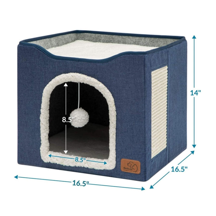 Pet Stool Pet Kennel Indoor Foldable Storage Stool Cat Dog Kennel 41 x 41 x 35cm(Navy Blue)