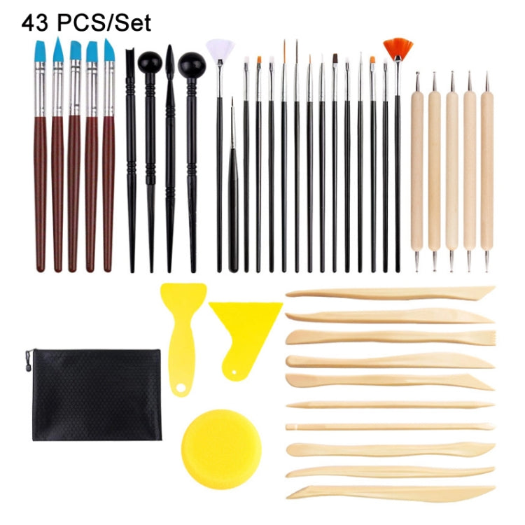 43 PCS/Set Ceramic Clay Plastic Scraper Nail Silicone Dot Drill Indentation Pen