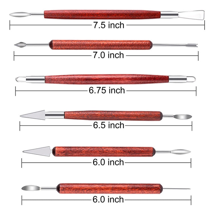 6 PCS/Set Double-head Radium Silk Knife Ceramic Clay Carving Tool