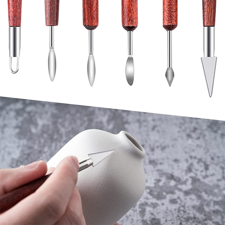 6 PCS/Set Double-head Radium Silk Knife Ceramic Clay Carving Tool