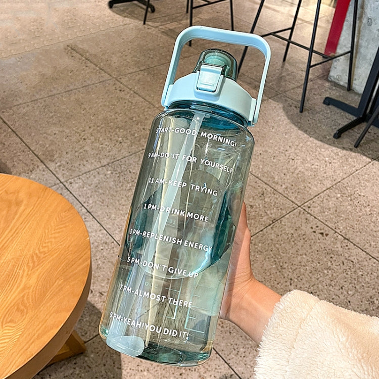 GYBL4503 2000ml Large-capacity Outdoor Sports Water Bottle with Straw, Spec: Green+Stickers