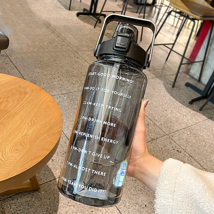 GYBL4503 2000ml Large-capacity Outdoor Sports Water Bottle with Straw, Spec: Black+3D Stickers