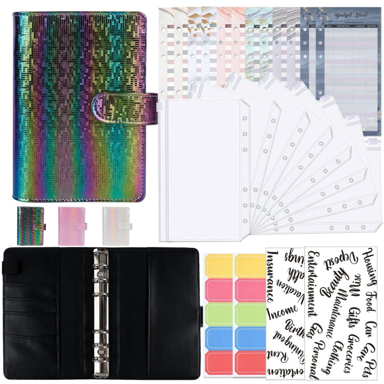 A6 Illusion Magic Square Loose-leaf PU Notebook Cash Budget Book(Black)
