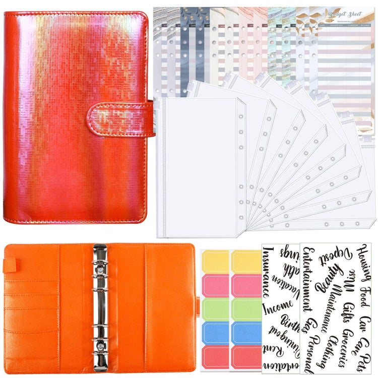 A6 Illusion Magic Square Loose-leaf PU Notebook Cash Budget Book(Orange)
