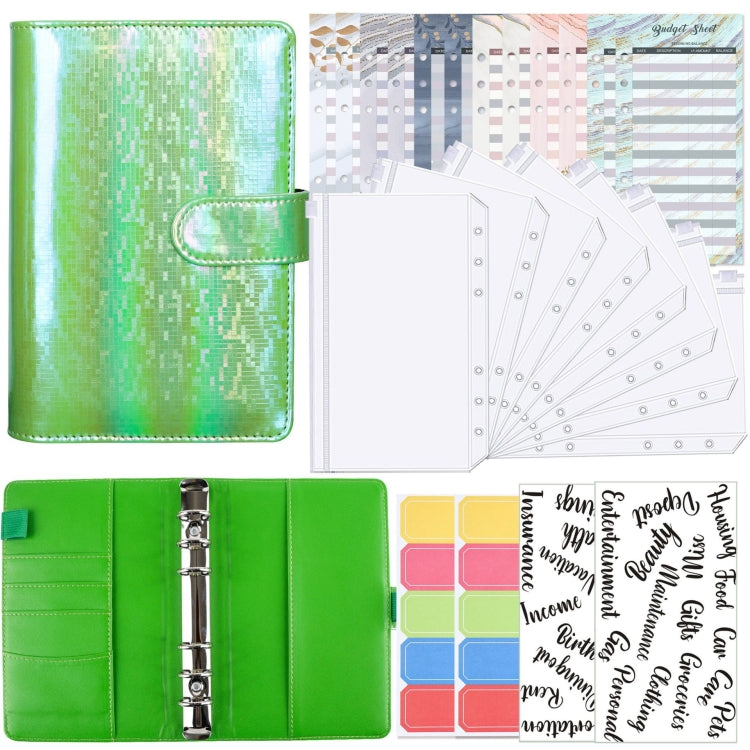 A6 Illusion Magic Square Loose-leaf PU Notebook Cash Budget Book(Green)