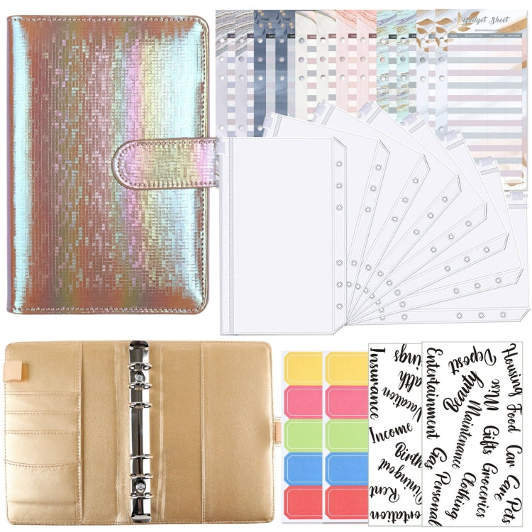 A6 Illusion Magic Square Loose-leaf PU Notebook Cash Budget Book(Milk Tea)
